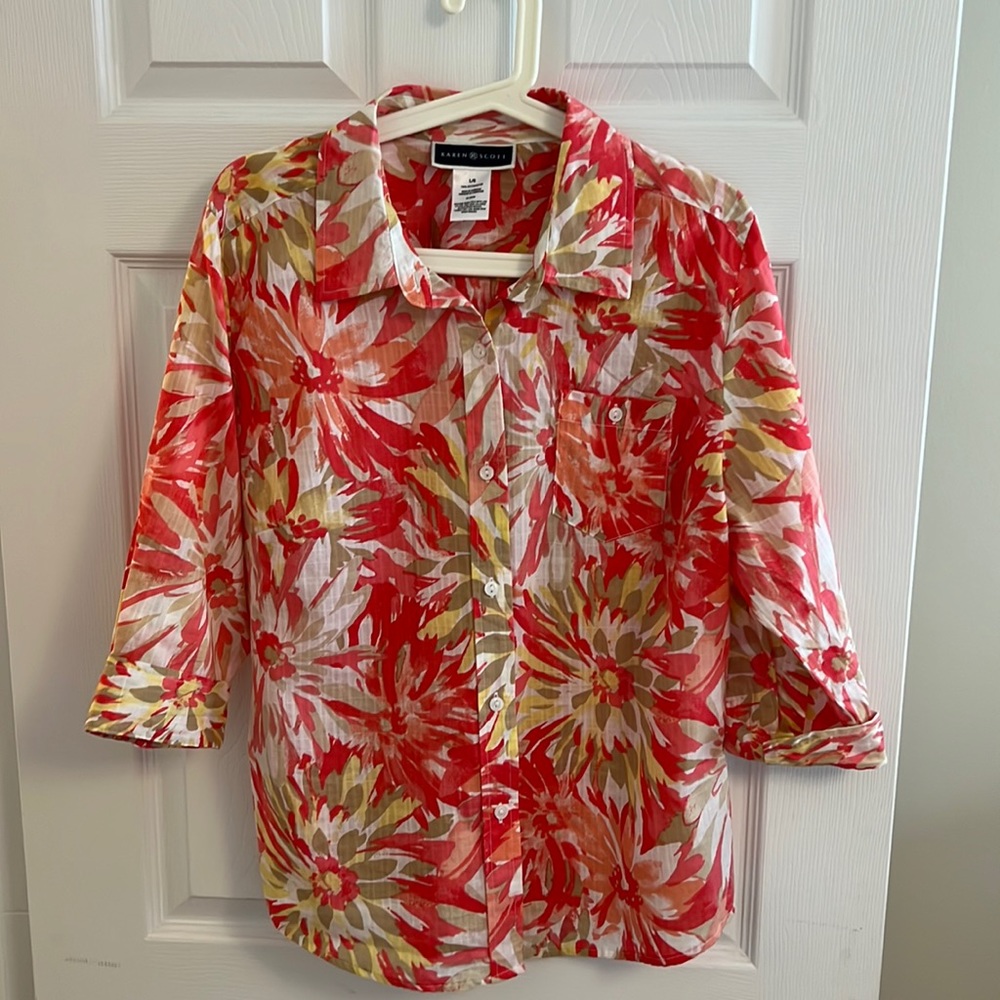 Karen Scott Floral Summer Top